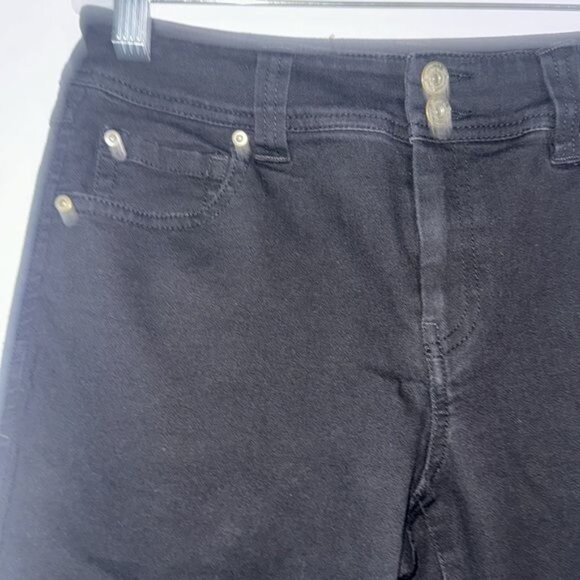 INC Black Straight Leg Crop Denim Jeans Size 2 Regular Fit Cotton Blend Womens - Picture 4 of 10